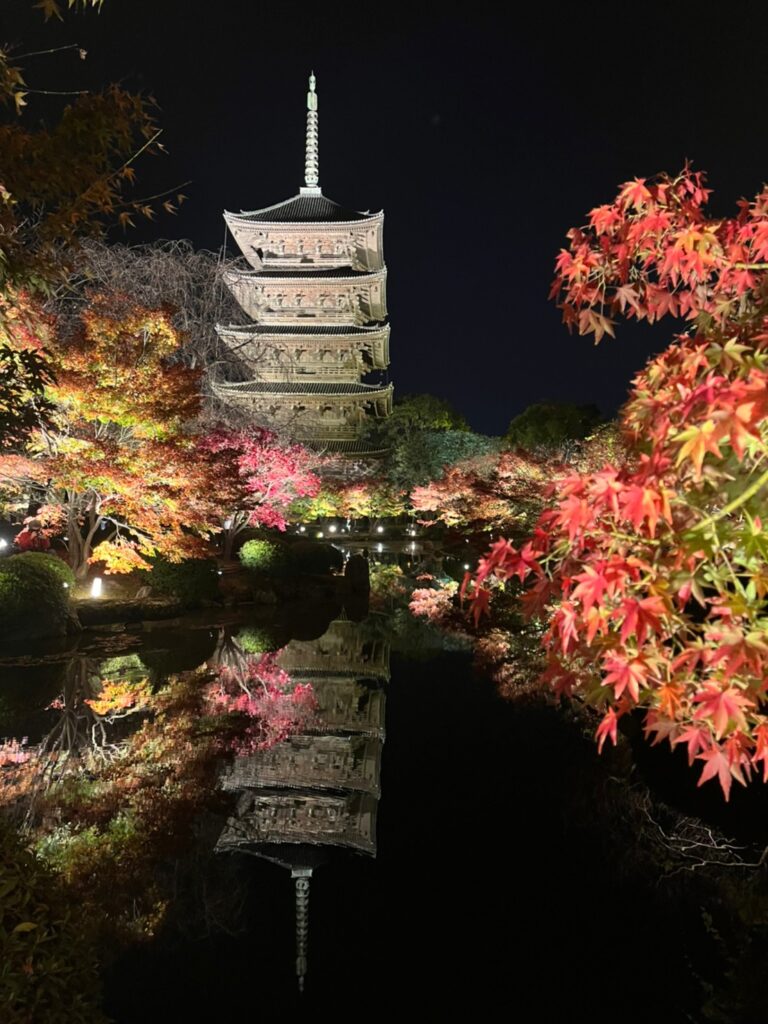 京都東寺の五重塔と夜空